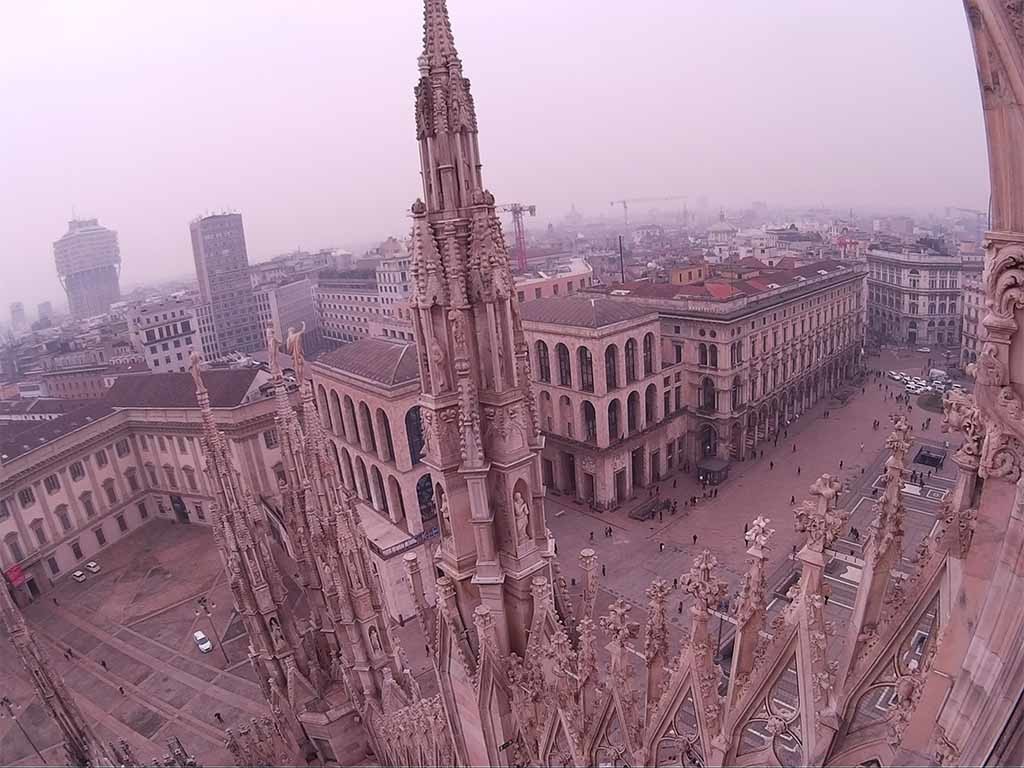 Rooftop view from Duomo Cathedral in Milano