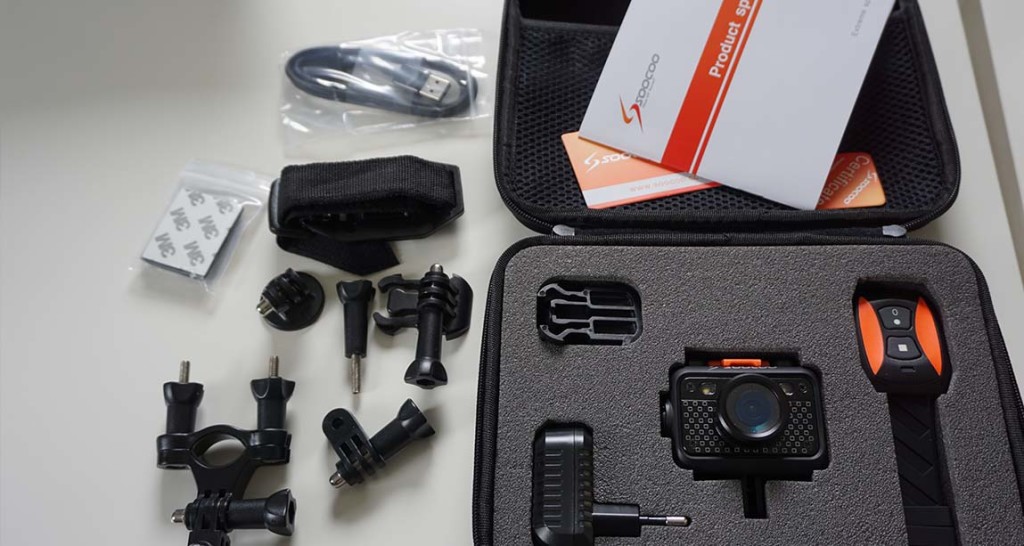 SooCoo S60 gear includes RC watch, protective bag, charger, mounts