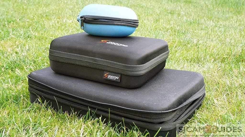 Storage and protection bags for action cameras large, medium and small on pile