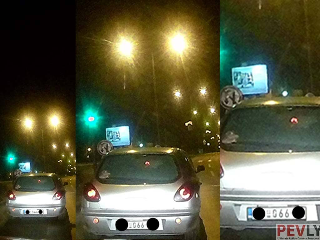 Low light image sharpness test on license plates. Close up.
