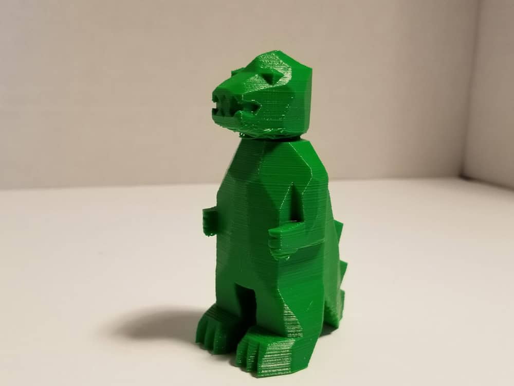 Tevo Michelangelo 3D Printer -- TPU filament -- green Godzilla - 3/4 view