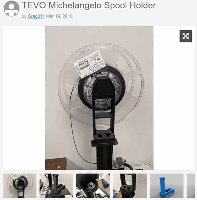 Photo of Tevo Michelangelo spool holder on Thingiverse.