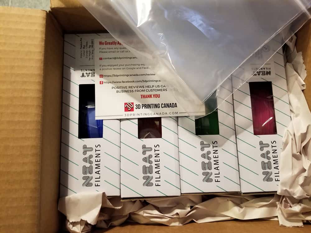 Photo of Neat PLA Filaments after opening the box.