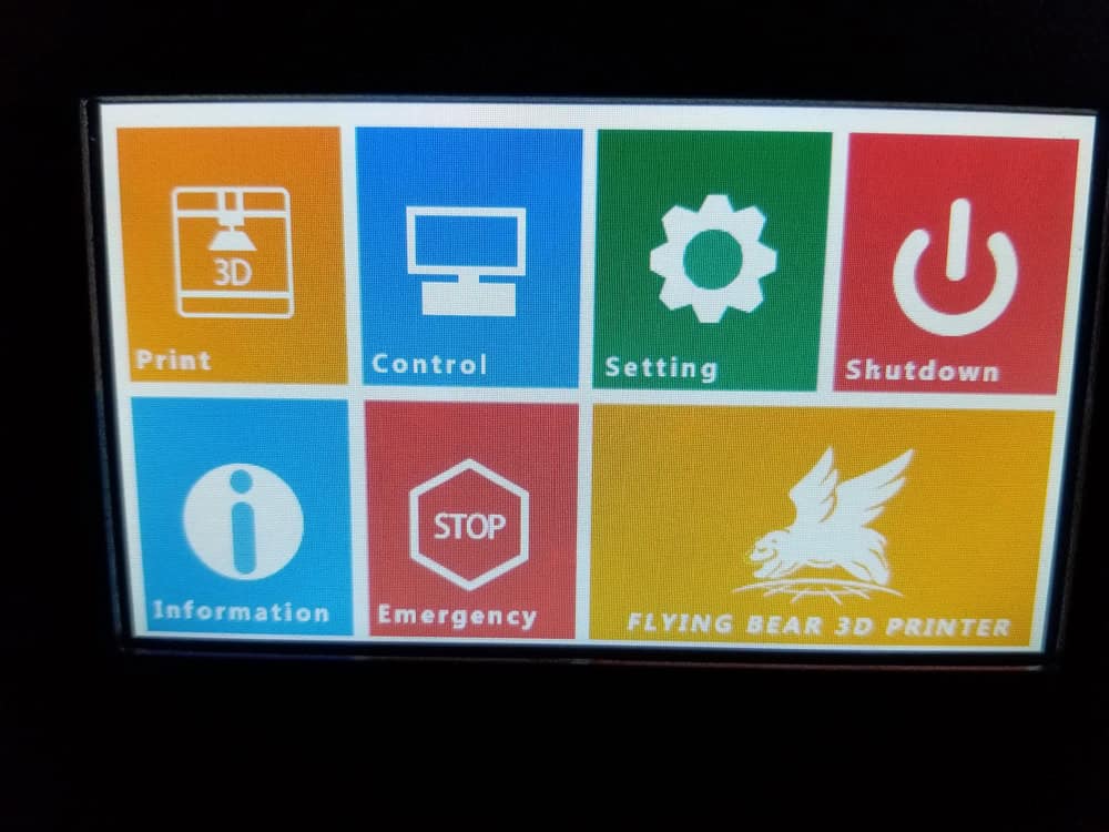 Photo of first set of options on the printer