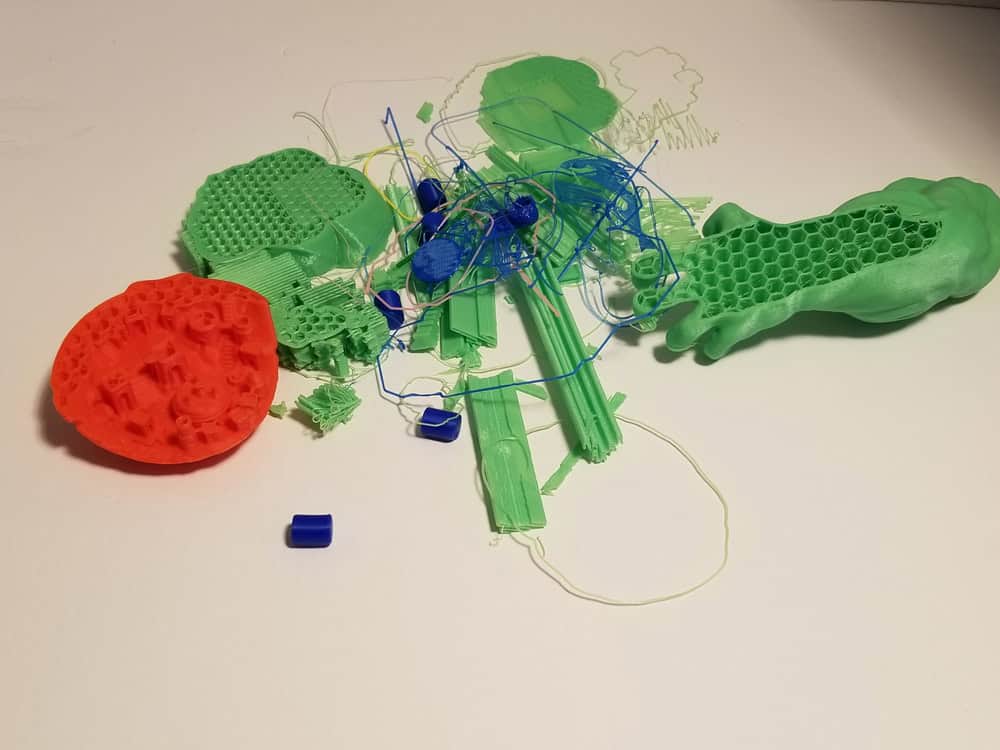Photo of wasted plastic from 3D printer.
