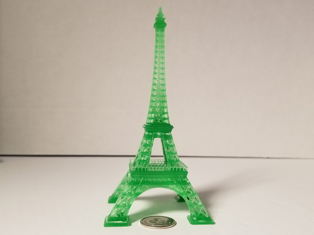 Photo of printout of Eiffel Tower: Front view.