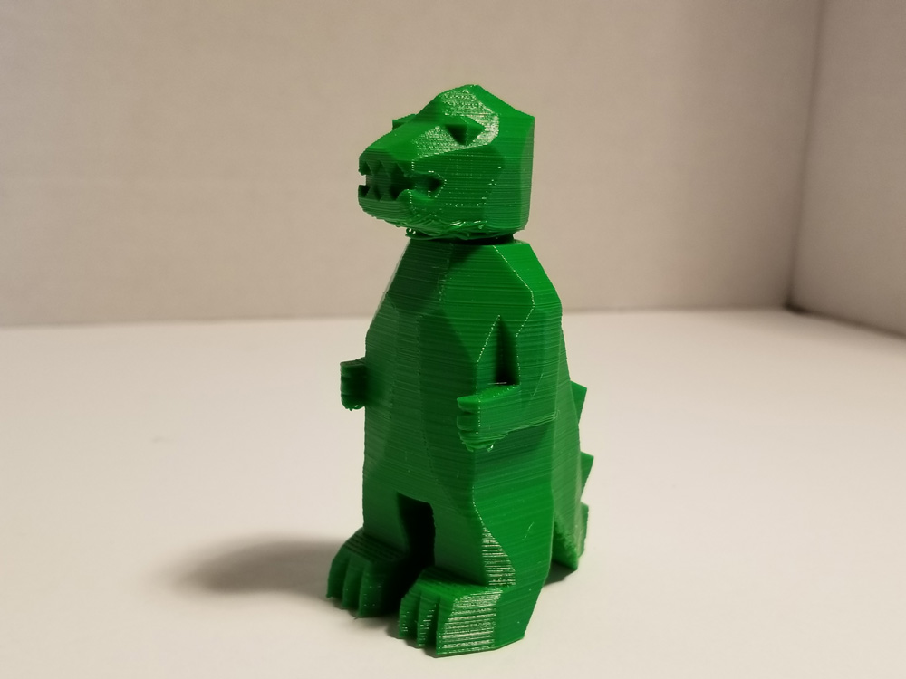 Tevo Michelangelo 3D Printer -- TPU filament -- green Godzilla