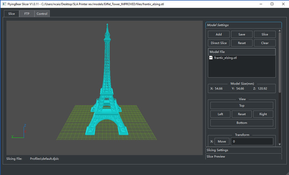 Printer software display - Eiffel Tower printout