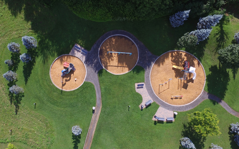 aerial view of a playground